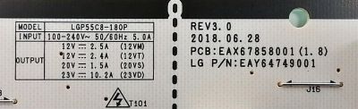 KIT DE TARJETAS PARA TV LG OLED 4K·UHD·HDR / MAIN EBT65210603 / EAX68102603 / 65210603 / T-CON 6871L-5299E / 6870C-0745B / LE650AQD-ELA1-Y31 / FUENTE EAY64888601 / LGP86T-18U1 / 64888601 / PANEL LE550AQD / MODELO OLED55B8PUA / OLED55B8PUA.BUSWLJR - Imagen 5