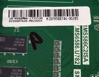 KIT DE TARJETAS PARA TV PIONNER 4K·UHD / MAIN SVS568TA05-MA200CK / T.MS6586.U782 / 1MS586C2ISA / V8-MS86MNA-LF1V1 / T-CON 342911008D0411 / ST5461D07-7-C-3 / FUENTE 81-PBE060-H04C12 / SHG6004C-101H / DLBB513 / SHG6004C12-101HA / MODELO PLE-55S09UHD - Imagen 6