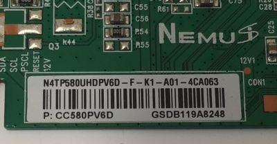 KIT DE TARJETAS PARA TV HKPRO / MAIN SVS671TA01-MA200CK / TD.NT72671.U781 / FUENTE 81-PBE055-H64C08 / SHG6004C-101H / T-CON N4TP580UHDPV6D / CC580PV6D / PANEL LVU580PADX E0011 / DISPLAY CC580PV6D VER.01  / MODELO HKP58UHD7 - Imagen 3