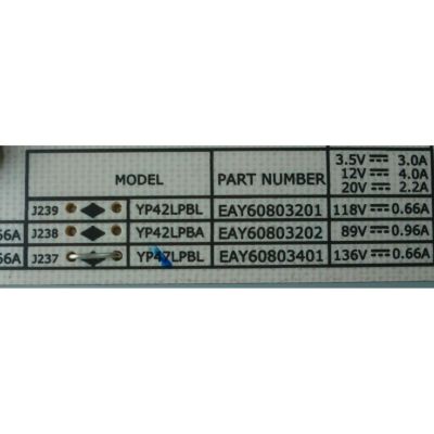 FUENTE DE PODER PARA TV LG / NUMERO DE PARTE EAY60803401 / YP47LPBL / 60803401 / SUSTITUTAS EAY60803301 / EAY60803101 / PANEL LC470EUH (SC)(A1)/ MODELOS 47LE530C / 47LE530C-UC.AUSWLJR / 47LE5400 / 47LE5400-UC.AUSWLJR / 47LE5500 / 47LE5500-UA.AUSWLUR - Imagen 2