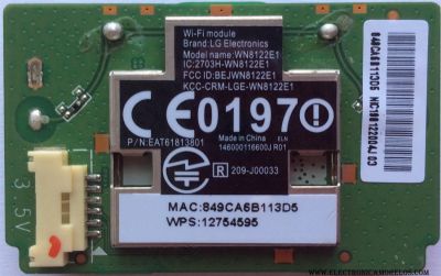 MODULO DE WI-FI / LG EAT61813801 / WN8122E1 / BEJWN8122E1 / 146000116600JR01 / 141812220005J R01 / 2703H-WN8122E1 / MODELO 55LN5700-UH.BUSULHR	