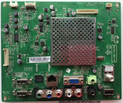 MAIN PARA TV VIZIO / NUMERO DE PARTE XECB02K008 / 715G6274-M02-000-004K / 756TXECB02K008 / 006LP0262905A / PANEL TPT275B5-A014 REV:S11D / MODELOS E280i-B1 LTT3PREQ / E280i-B1 LTT3PRCQ