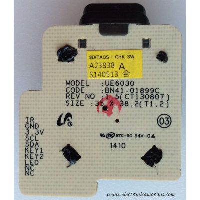 BOTONERA PARA TV / SAMSUNG BN96-23838A / A23838A / BN41-01899C / MODELO UN55H6203AFXZA US01	 - Imagen 2