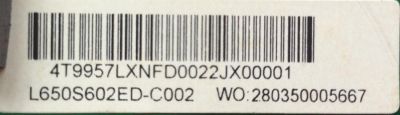 LED DRIVER / SANYO C650S06E02A / L650S602ED-C002 / PANEL V650HP1-LS6 REV.E2 / MODELO DP65E34 P65E34-00	 - Imagen 2