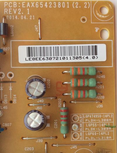 FUENTE LG EAY63072101 / LGP55-14PL2 / 63072101 / EAX65423801 / SUSTITUTAS EAY63072201 / EAY63072001 / MODELOS / 55LB6300-UQ.BUSWLJR / 55LY340C-UA / 55LB5550-UY.BUSWLJR / 55LB5900-UV / 55LB6000-UH / 55LB6100-UG / 55LB6500-UM / 55LB5900-UV BUSCLJR - Imagen 2