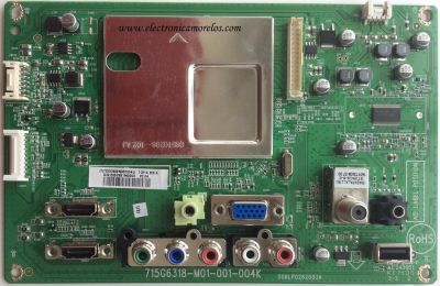 MAIN PARA TV VIZIO / NUMERO DE PARTE TXDCB02K062 / 715G6318-M01-001-004K / 756TXDCB02K062 / 006LP0262083A / PANEL TPT275B5-A014 REV:S11A / MODELO E280-A1 LTT3PRDQ