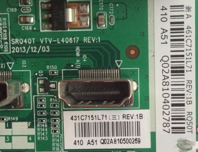 MAIN / TOSHIBA 461C7151L71 / 431C7151L71 / SR040T / VTV-L40617 REV:1 / PANEL V500HJ1-ME1 REV.C2 / MODELO 50L2400UM	 - Imagen 2