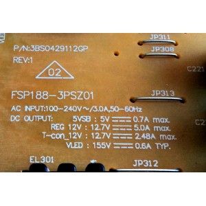 FUENTE DE PODER PARA TV SONY 1-897-219-11 / 880400U00-525-G / FSP188-3PSZ01 / 3BS0429112GP / S1-MP-174700 / PANEL S600DUC-1 / MODELO KD-60X690E / KD60X690E - Imagen 3