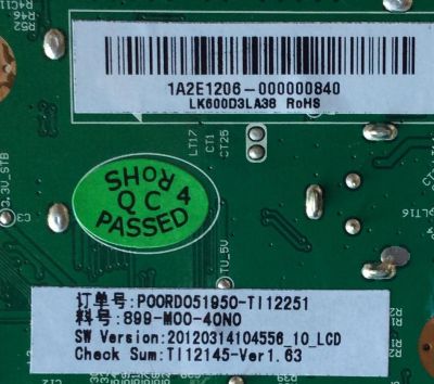 MAIN / SHARP 1A2E1206 / T.RSC8.10A 11153 / TI12145 / 899-M00-40N0 / MODELO LC-60E69U	 - Imagen 2