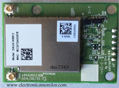 MODULO DE WI-FI / VIZIO 054.03037.0001 / DAUK-W8812 / 48DAUK02.0GB / MODELO P552Ui-B2 LWJJRNAQ	