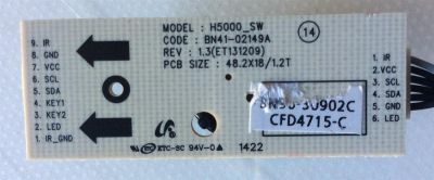 BOTONERA / SENSOR / SAMSUNG BN94-30902C / 30902C / BN41-02149A / MODELO UN55H6300AFXZA UH02	 - Imagen 2