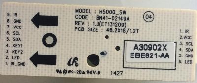 BOTONERA / SENSOR / SAMSUNG BN94-30902X / 30902X / BN41-02149A / H5000_SW MODELO UN55H6300AFXZA UH02	 - Imagen 2