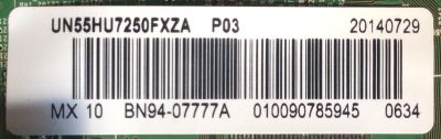 MAIN PARA TV SAMSUNG / NUMERO DE PARTE BN94-07777A / BN41-02257A / BN97-08902A / SUSTITUTA BN94-07917A / PANEL CY-VH055FGLV1H / DISPLAY LSF550FJ03-G02 / MODELOS UN55HU7200 / UA55HU7200WXXY TH01 / UN55HU7200FXZA TH01 / UN55HU7250 / UN55HU7250FXZA TH01 - Imagen 3