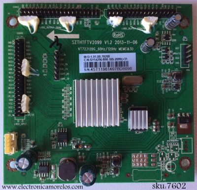 LED DRIVER PARA TV ELEMENT / NUMERO DE PARTE 890-105-2099 / SY14296 / SZTHTFTV2099 / NT72312BG_60Hz / 120Hz / PANEL JE600D3HE67 / MODELOS ELEFW605 / ELEFW606