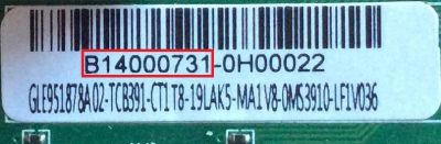 MAIN PARA TV EKT NUMERO DE PARTE  B14000731 / T.MS3391.73 / 02-TCB391-CT1 / GLE951878A / T8-19LAK5-MA1 / V8-0MS3910-LF1V036 - Imagen 2
