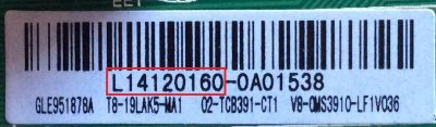 MAIN PARA TV TCL L14120160 / T.MS3391.73 / GLE951878A / T8-19LAK5-MA1 / 02-TCB391-CT1 / V8-0MS3910-LF1V036	 - Imagen 2