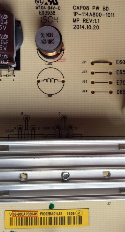 FUENTE DE PODER / VIZIO 09-60CAP080-01 / CAP08 PW / 1P-114A800-1011 / MODELOS E60-C3 / E60-C3 LFTRRZAS / E60-C3 LFTRRZAR / E70-C3 / E70-C3 LFTRSAAR /  E60-C3 BFLFT - Imagen 2