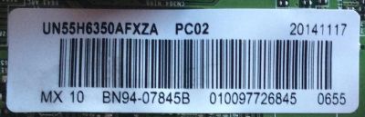 MAIN PARA TV SAMSUNG / NUMERO DE PARTE BN94-07845B / BN41-02157B / BN97-08043A / BN9407845B / PANEL CY-GH055CSLV8H / MODELO UN55H6350 / UN55H6350AFXZA UH02 - Imagen 2