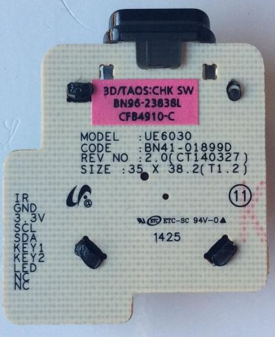 BOTONERA PARA TV  / SAMSUNG BN95-23838L / BN41-01899D / MODELO UN60J6200AF/XZA	 - Imagen 2