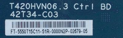 T-CON PARA TV VIZIO / SHARP / NUMERO DE PARTE 5550T15C11 / 55.50T15.C11 / T420HVN06.3 CTRL BD / 42T34-C03 / PANEL'S TPT500J1-HVN07.U REV:S600B / TPT500J1-HVN07.U REV:S600F / MODELOS LC-50LB371U / E50-C1 LTMWSKBR / LC-50LB370U / E50-C1 LTCWSKBR - Imagen 2