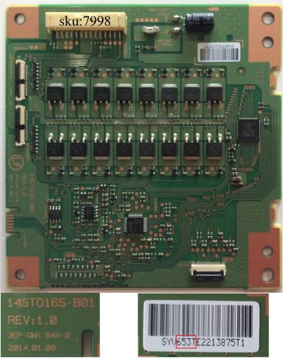 LED DRIVER / SONY 4K 3D / 14ST016S-B01 / 653T / PANEL SYV5535 / MODELO XBR-55X850B	
