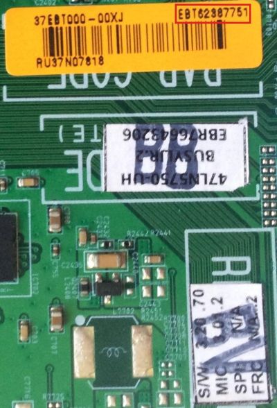 MAIN / LG EBT62387751 / EAX64872104(1.0) / EBR76643206 / EAX64872104 / PARTES SUSTITUTAS EBT62387714 / EBU62184501 / PANEL LC470DUE (SF)(R1) / MODELOS 47LN5750-UH / 47LN5750-UH.BUSQLJR / 47LN5750-UH.BUSYLJR - Imagen 2