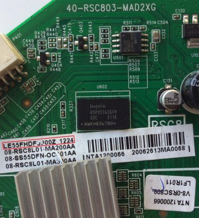 MAIN / TCL 08-SS55DFN-OC401AA / 40-RSC803-MAD2XG / 08-RSC8L01-MA200AA / 08-RSC8L01-MA300AA / V8-0RSC809-LF1R011 / PANEL LVF550SSTM E6 V1 / MODELO LE55FHDF3300Z	 - Imagen 2