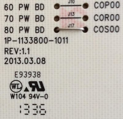 FUENTE DE PODER PARA TV VIZIO / NUMERO DE PARTE 09-80COS000-00 / 1P-1133800-1011 / 09-80C0S000-00 / 80 PW BD / COS00 / PANEL JE800D3LA8N / MODELOS M801D-A3 LFTROYCQ / M801D-A3 LFTROYAP / M801D-A3R LFTROYDP / M801D-A3R LFTROYDQ / M801D-A3R LFTROYBP - Imagen 3