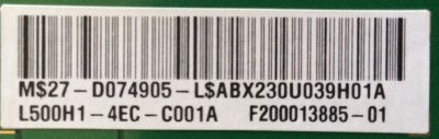 LED DRIVER PARA TV TOSHIBA / NUMERO DE PARTE 27-D074905 / L500H1-4EC / E88441 / L500H1-4EC-C001A / PANEL V500HK1-LS5 REV.C1 / MODELOS KDL-50EX645 / 50L5200U - Imagen 2