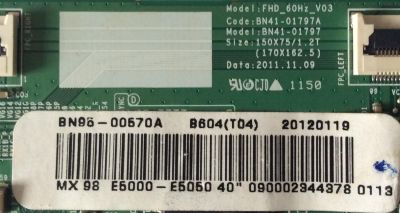 T-CON PARA TV SAMSUNG ORIGINAL / NUMERO DE PARTE BN95-00570A / BN41-01797A / BN97-06362A / PARTE SUSTITUTA BN95-00570B / PANEL LTJ400HF01-J / MODELO UN40EH5000FXZA TS02 / UN40EH5050FXZA TS02 / UN40EH5300FXZA TH01 / HG40NA570LFXZALH40MDBPLGA/ZA - Imagen 3