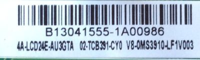 MAIN / SANYO B13041555 / 4A-LCD24E-AU3GTA / 02-TCB391-CY0 / V8-OMS3910-LF1V003 / T.MS3391.73	 - Imagen 2
