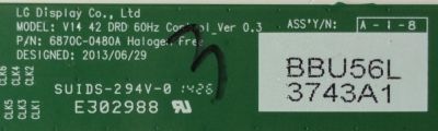 T-CON / LG 6871L-3743A / 3743A / 6870C-0480A / MODELO 42LY340C-UA.AUSWLQR	/ 42LB5600-UZ.BUSWLOR / 42LB5600-UZ.BUSWLQR - Imagen 2