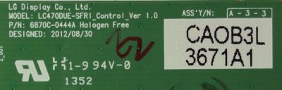 T-CON / LG 6871L-3671A / 3671A / 6870C-0444A / MODELO 47LN5400-UA.BUSQLMR / 47LN5400-UA.BUSQLJR - Imagen 2