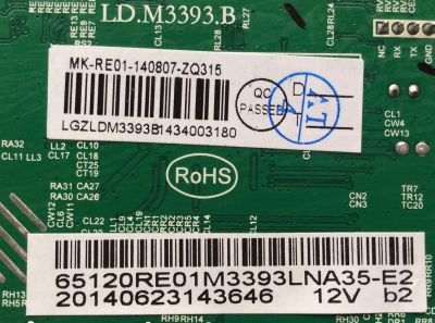MAIN / RCA 65120RE01M3393LNA35-E2 / LD.M3393.B / 20140623143646 / 3393B1434 / PANEL T650HVN09 / MODELO LED65G55R120Q 4525-LE65G55-E2 - Imagen 2