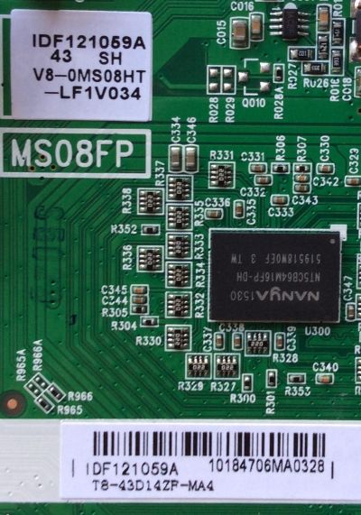 MAIN / FUENTE / (COMBO) / TCL T8-43D14ZF-MA4 /  V8-0MS08HT-LF1V034 / IDF121059A / 40-MS08FP-MAC2HG / MODELO 43'' - Imagen 2