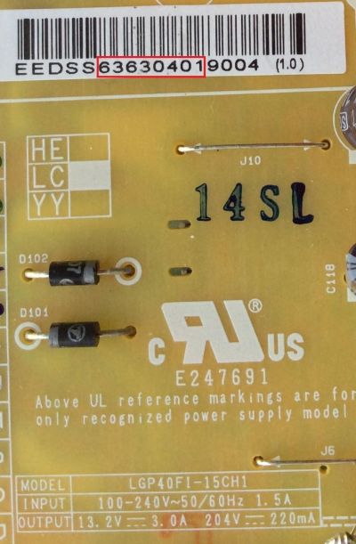 FUENTE DE PODER / LG EAY63630401 / 63630401 / EAX66163001(1.6) / LGP40F1-15CH1 / MODELO 40LX340H-UA.BUSJLJM	 - Imagen 2