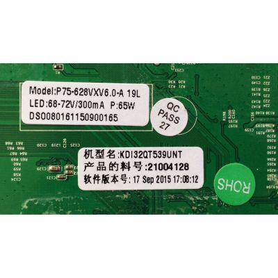 MAIN / FUENTE / TCL P75-628VXV6.0-A / KDI32QT539UNT / P75-628VX V6.0 / XF-1SN-1	 - Imagen 3