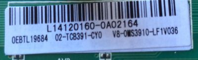 MAIN PARA TV TCL L14120160 / T.MS3391.73 / OEBTL19684 / 02-TCB391-CY0 / V8-OMS3910-LF1V036  - Imagen 2