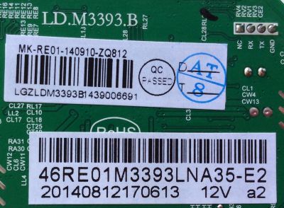 MAIN / RCA 46RE01M3393LNA35-E2 / LD.M3393.B / 3393B1439 / MK-RE01-140910-ZQ812 / 20140812170612 / MODELO LED46C45RQ - Imagen 2
