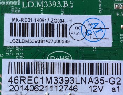 MAIN / RCA 46RE01M3393LNA35-G2 / LD.M3393.B / 20140621112746 12V a1 / MK.RE01-140617 / 3393B1427 / 20140621112746 / MODELO LED46C45RQ 4418-LE46C45-G2 - Imagen 2