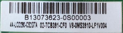 MAIN / TCL B13073623 / 4A-CD280-CS2GTA / 02-TCB391-CF0 / V8-OMS3910-LF1V004 / T.MS3391.73 / MODELO 28''	 - Imagen 2