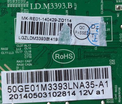 MAIN / RCA 50GE01M3393LNA35-A1 / LD.M3393.B / 0429-ZQ114 / MODELO LED50B45RQ / PANRL V500HJ1-PE8-12V	 - Imagen 2