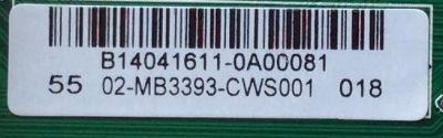 MAIN PARA TV SANYO NUMERO DE PARTE B14041611 / COMPATIBLES / B14010370 / B14010215 / B14010342 / B14010216 / B14010220 / B14010218 / 02-MB3393-CWS001 / T.MS3393T.78 / 3MS3393X-3 / MODELO DP55D44 / CHASSIS P55D44-00 / PANEL LVF550SSDX E1 V1 / LSC550H03	 - Imagen 2