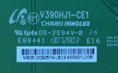 T-CON / TECHNIKA 35-D092574 / V390HJI-CE1 / MODELO 39E21B-FHD - Imagen 2
