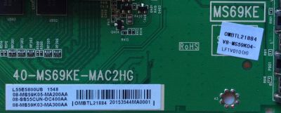 MAIN PARA TV TCL NUMERO DE PARTE 08-SS55CUN-OC400AA / 40-MS69KE-MAC2HG / V8-MS59K04-LF1V010(H) / 08-MS59K05-MA200AA / 08-MS59K03-MA300AAA / OMBTL21884 / MODELO L55E5800US - Imagen 2