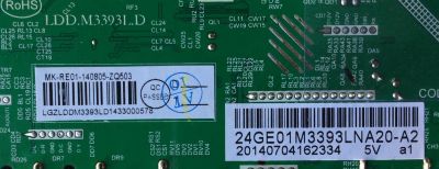 MAIN / FUENTE / RCA 3393LD1433 / 24GE01M3393LNA20-A2 / LDD.M3393I.D / MK-RE01-140805-ZQ503 / MODELO LED24C45RQ	 - Imagen 2