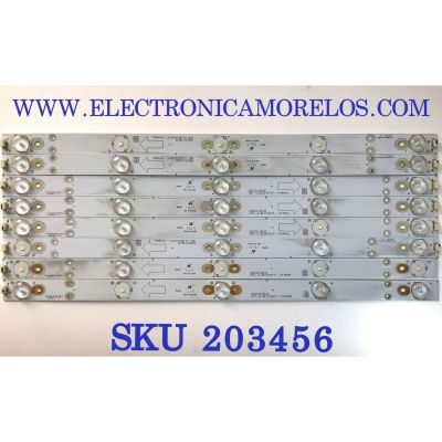 KIT DE LED'S PARA TV TCL (8 PIEZAS) NUMERO DE PARTE TOT-39B2600-8X5-5EA / TOT-39B2600-8X5-5EA-L-V1 / TOT-39B2600-8X5-5EA-R-V1 / 4C-LB390T-YHAL / 4C-LB390T-YHAR / 006-P1K3348B / 006-P1K3349B / QE5XE8 / PANEL LUW390AUT  E2  V4 / MODELOS L39B26001 / 39B2600