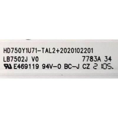 KIT DE LED'S PARA TV HISENSE ((12 PIEZAS)) / NUMERO DE PARTE LB7502J V0 / LB7502J / HD750Y1U71-TAL2+2020102201 / 1249422 / PANEL HD750Y1U72-T0L2 / DISPLAY HV750QUB-F91 / MODELOS 75A6G / 75A6H / 75A65H / 75A65K / 75R6E4 / 75R6030 / 75R6030G / 75C350KU - Imagen 2