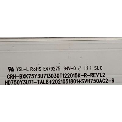 KIT DE LED'S PARA TV HISENSE ((24 PIEZAS)) / NUMERO DE PARTE CRH-BXK75Y3U713030T122015K-L-REV1.2 / CRH-BXK75Y3U713030T122015K-R-REV1.2 / HD750Y3U71-TAL8 / 2021051801 / SVH750AC2-R / SVH750AC2-L / PANEL HD750Y3U71-TAL8 / MODELOS 75U6G / 75U6H - Imagen 6