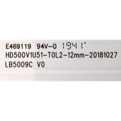 KIT DE LEDS ORIGINAL PARA TV HISENSE 4 PIEZAS ) / NUMERO DE PARTE LB5009C / LB5009C V0 / HD500V1U51-T0L2-12MM-20181027 / E469119 / PANEL HD500V1U51-T0L2K2 / HD500V1U51-T0L2 / DISPLAY T500QVN03.7 / MODELO 50R7F / 50R7E / 50H6570F / 50R6E1 - Imagen 2